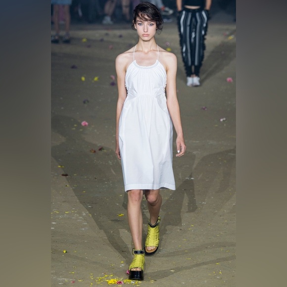 3.1 Phillip Lim Gathered Ruched Blue Cotton Dress Size 6 - Picture 1 of 14